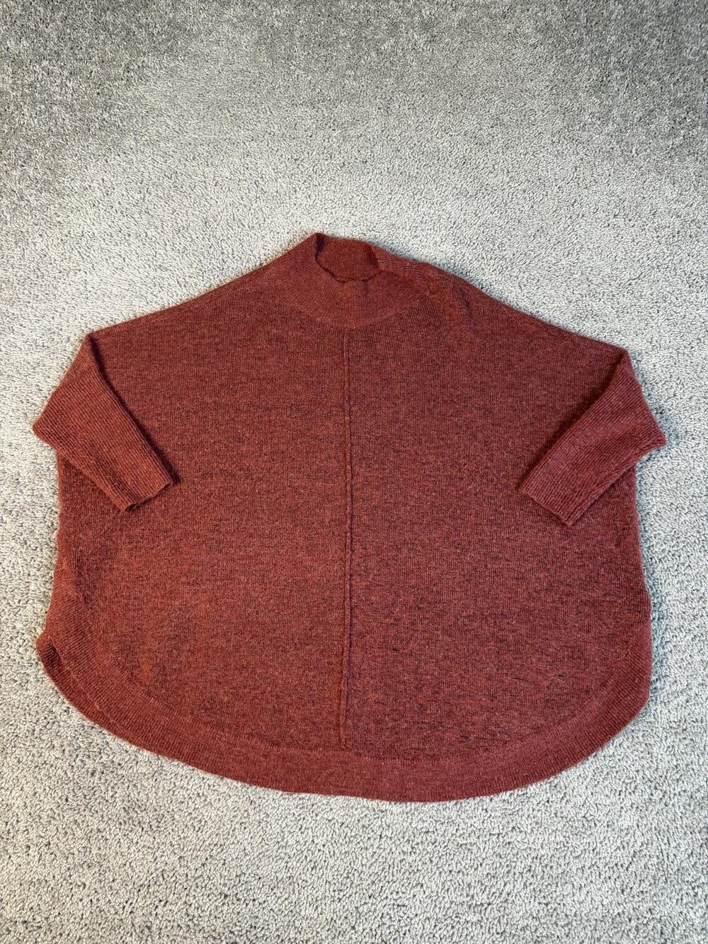 LOFT Sweater Pullover Womens XS Red Mock Neck Dolman Oversized Stretch